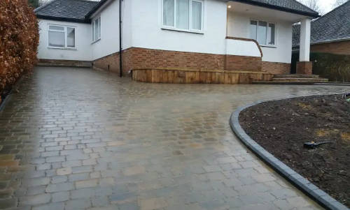 Large driveway on a slope